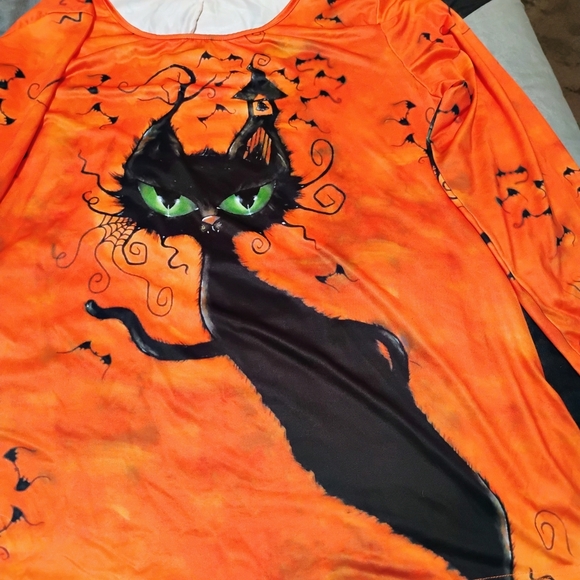 Orange Blouse with Black Cat Design - Picture 2 of 8